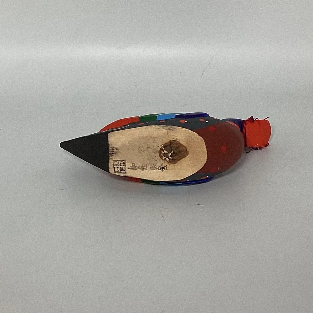 Vintage Hand Painted Wooden Korean Wedding Ducks‎ Collectible Pair by Donghae